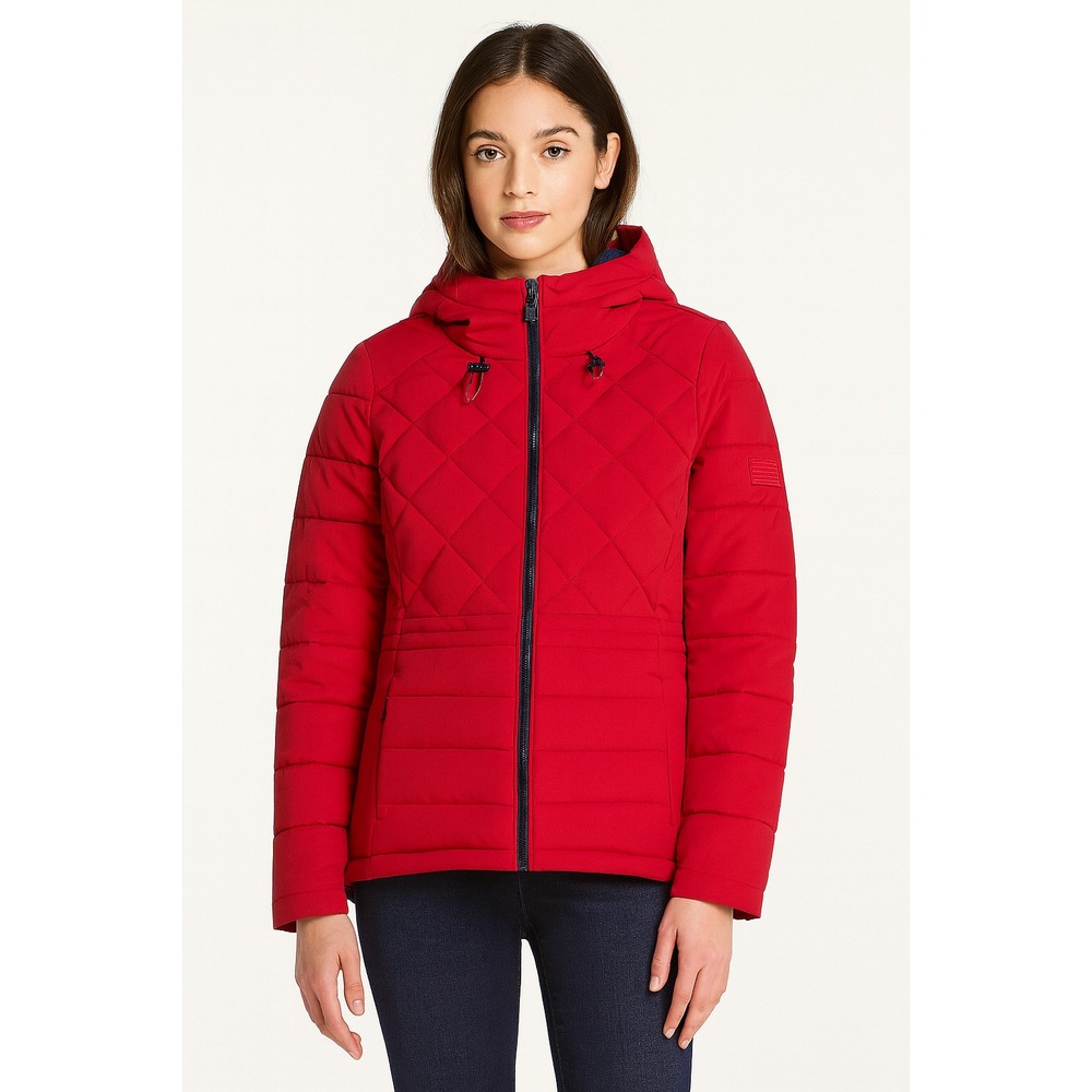NEW Tommy Hilfiger Women's Red Quilted Hooded Puffer‎ Jacket Size XXL
